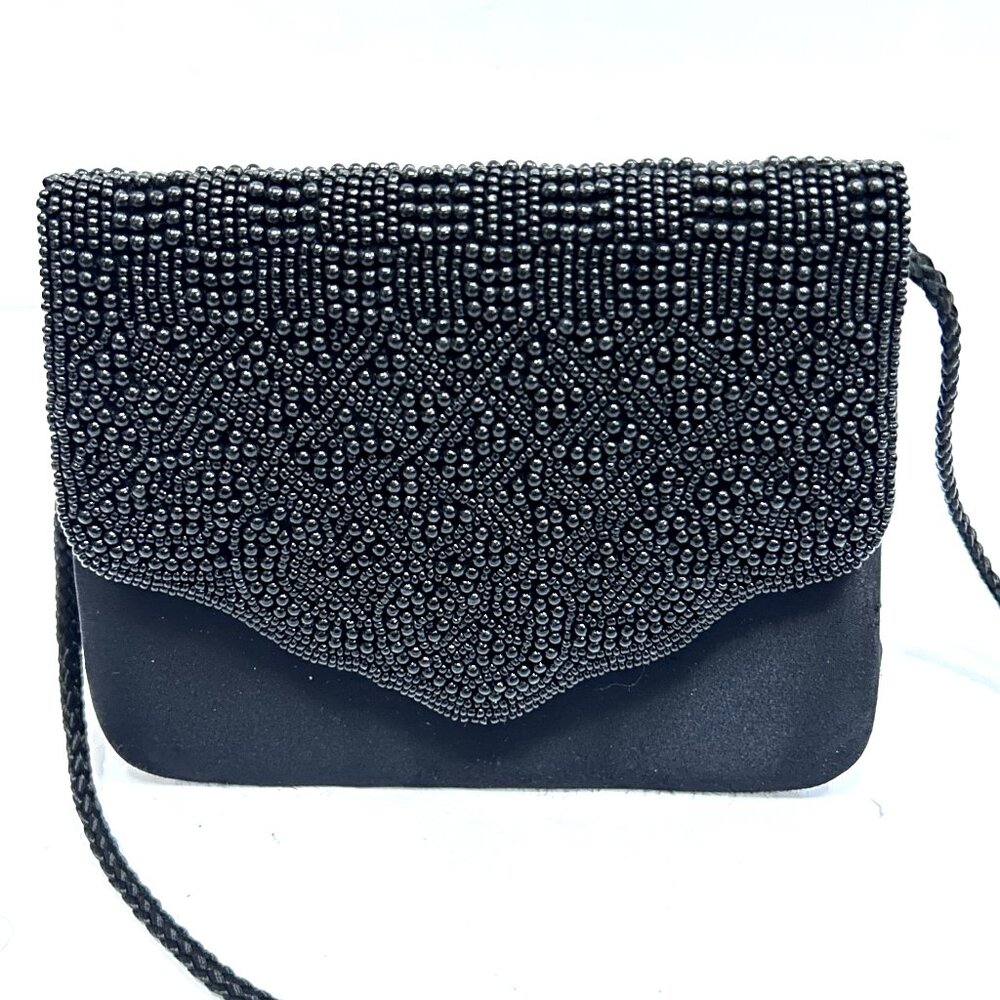Black Beaded Clutch Purse mini Bag